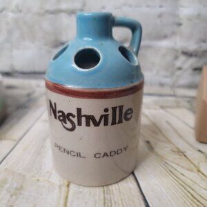 Vtg Ceramic Mini Water Jug Pencil Caddy From Nashville 5.25” Tall Souvenir